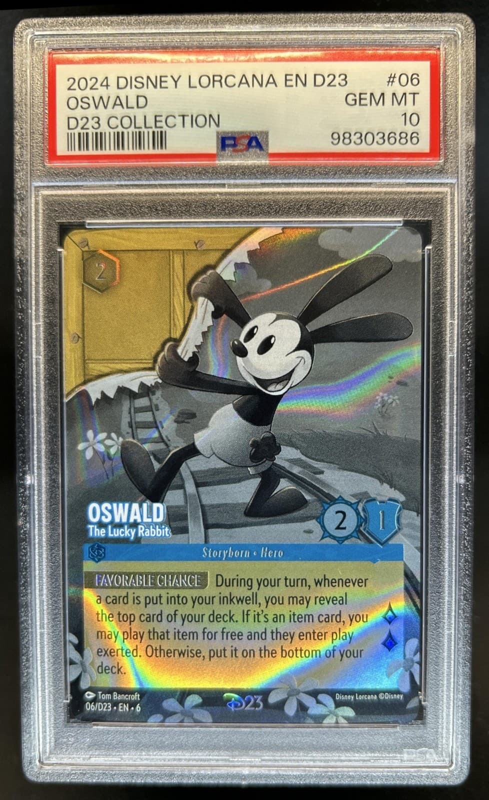 2024 Disney Lorcana Azurite Sea Oswald - The Lucky Rabbit Promos #06/D23 PSA 10