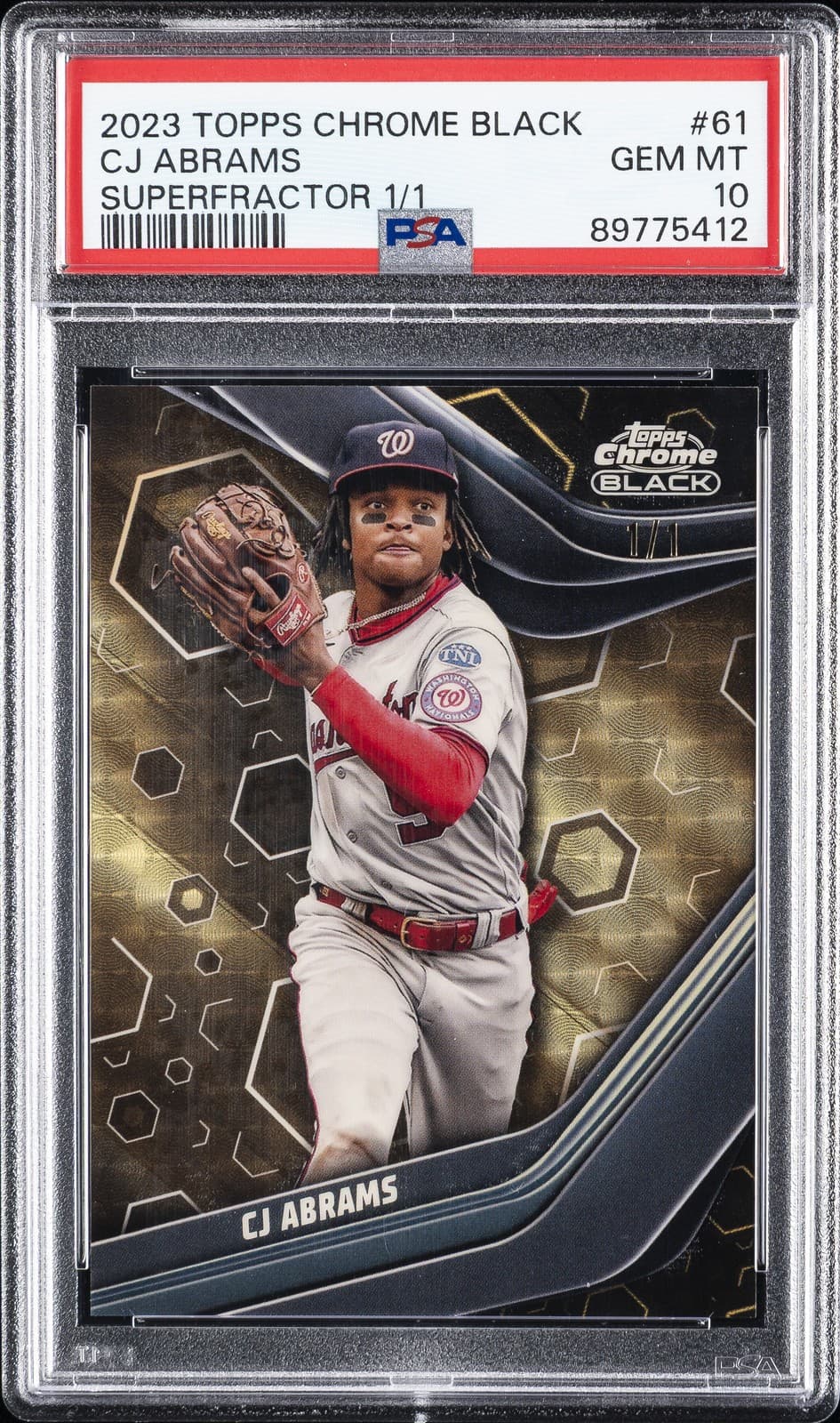 2023 TOPPS CHROME BLACK SUPERFRACTOR 1/1 #61 CJ ABRAMS 1/1 PSA 10