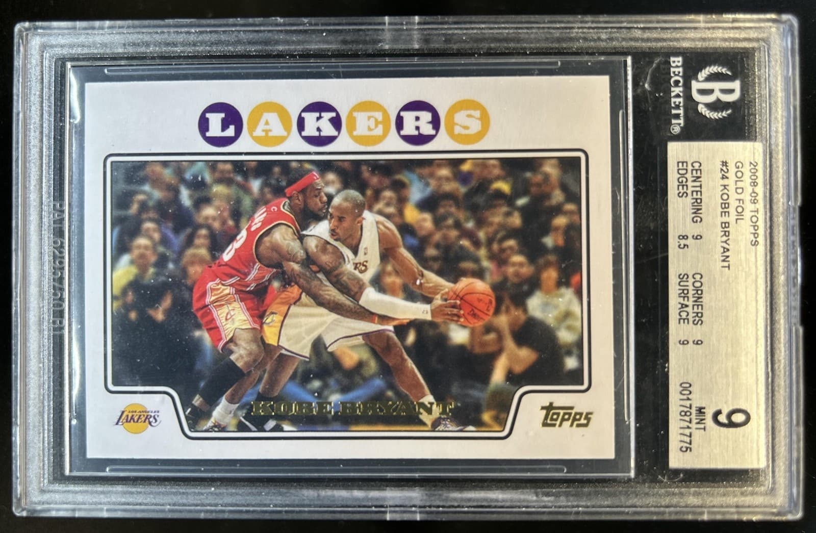 2008-09 Topps Kobe Bryant Gold Foil #24 Lakers BGS 9