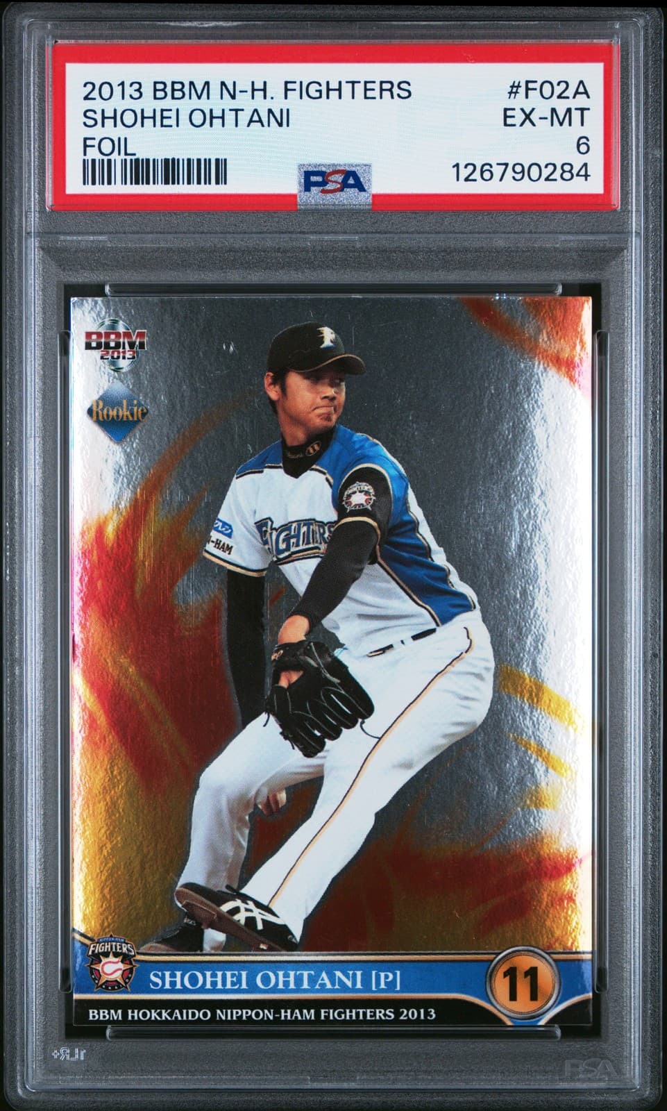 2013 BBM HOKKAIDO NIPPON HAM FIGHTERS FOIL #F02A SHOHEI OHTANI PSA 6