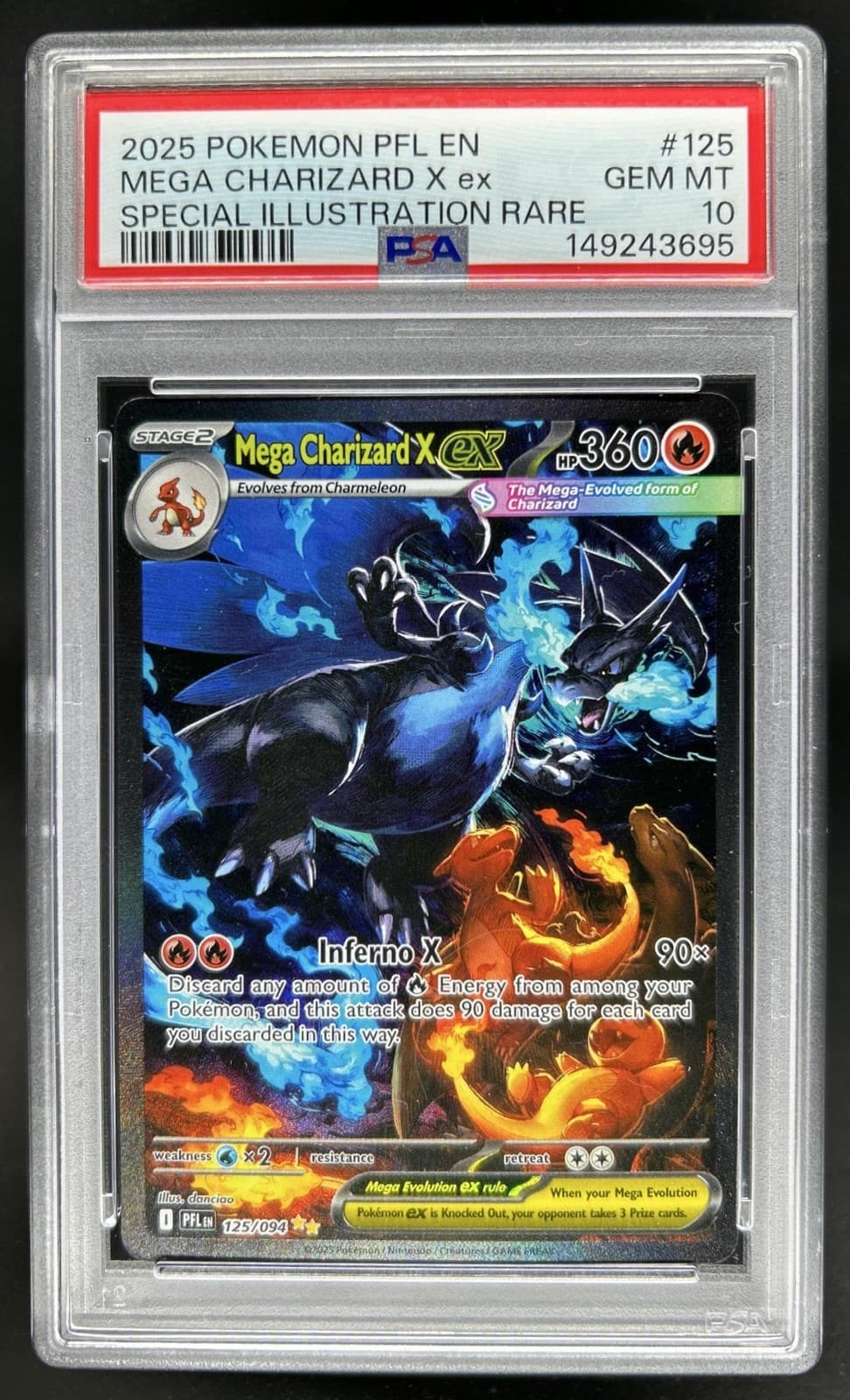 2025 Pokemon PFL Mega Charizard X ex Special Illustration Rare #125/094 PSA 10