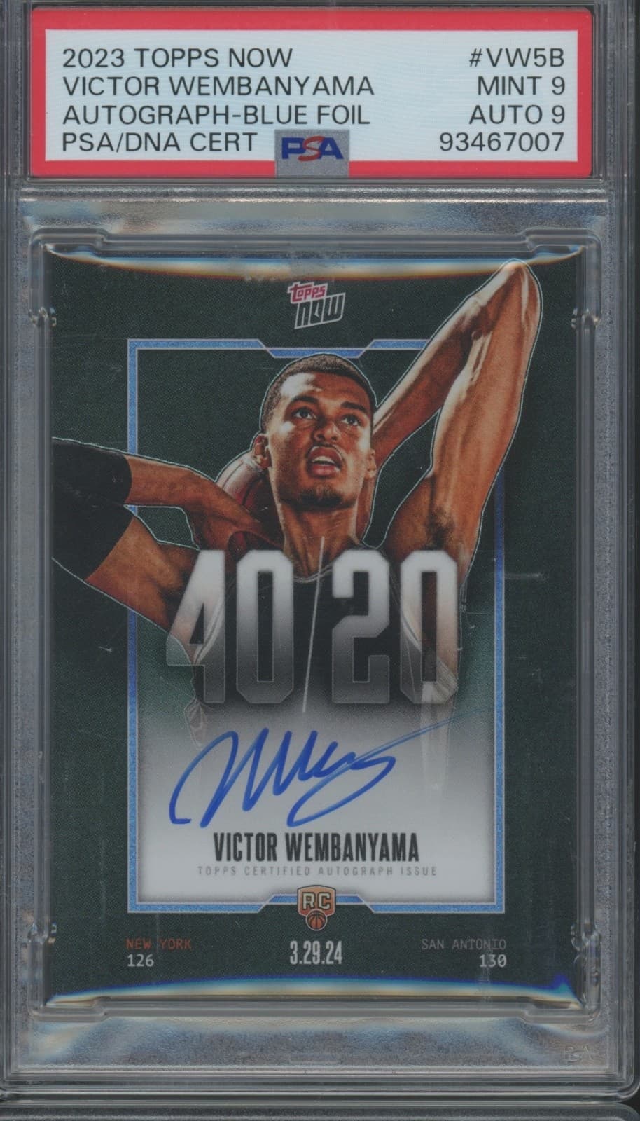 2023 Topps Now Blue Foil Victor Wembanyama /49 RC Rookie Mint PSA 9 9 Auto