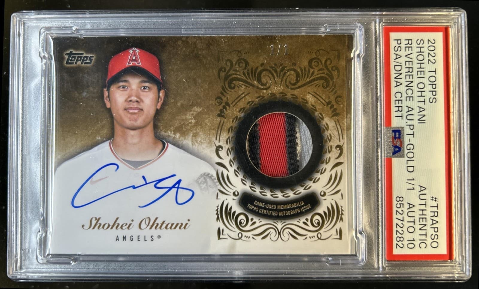 2022 Topps Update Shohei Ohtani Reverence Patch Auto Gold 1/1 Angels PSA AUTH 10