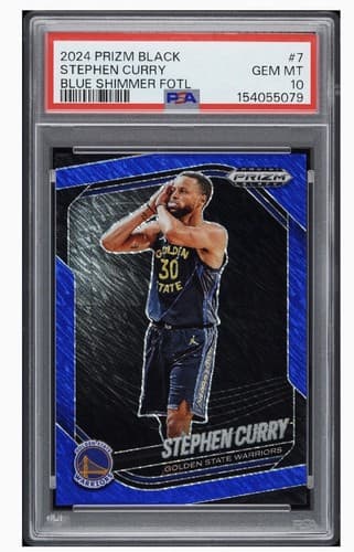 2024-25 Panini Prizm Black - Stephen Curry, #7 Blue Shimmer Prizm /35