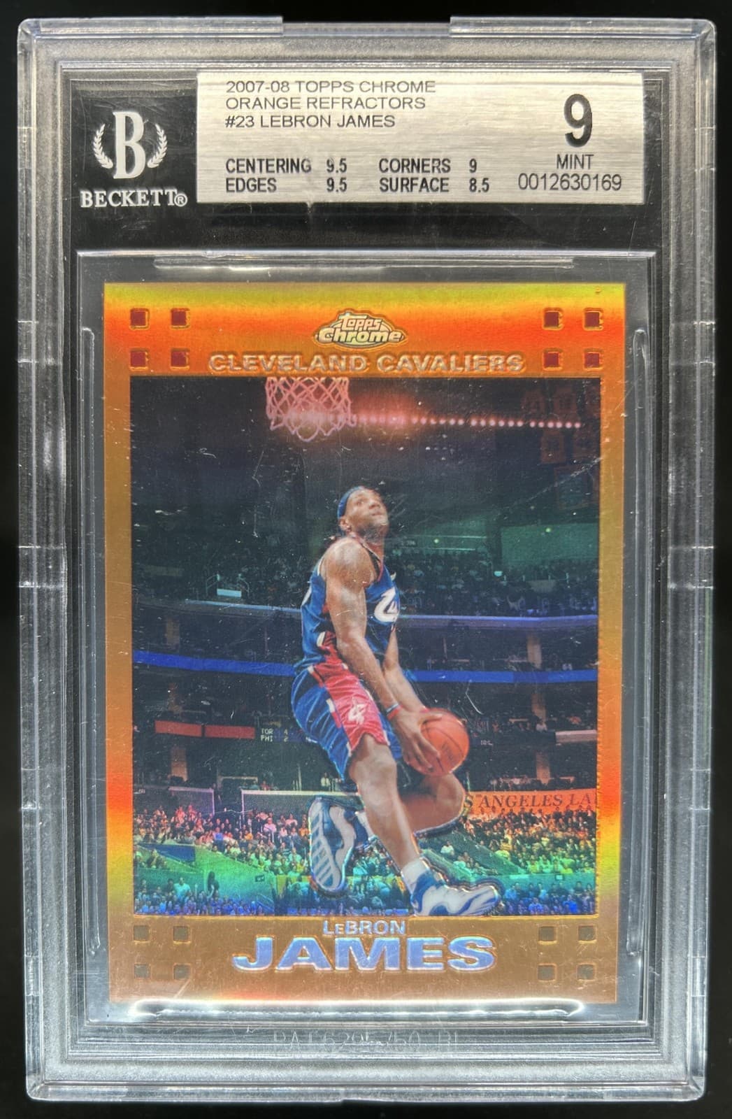 2007-08 Topps Chrome Lebron James Refractor Orange #/199 Cavaliers BGS 9