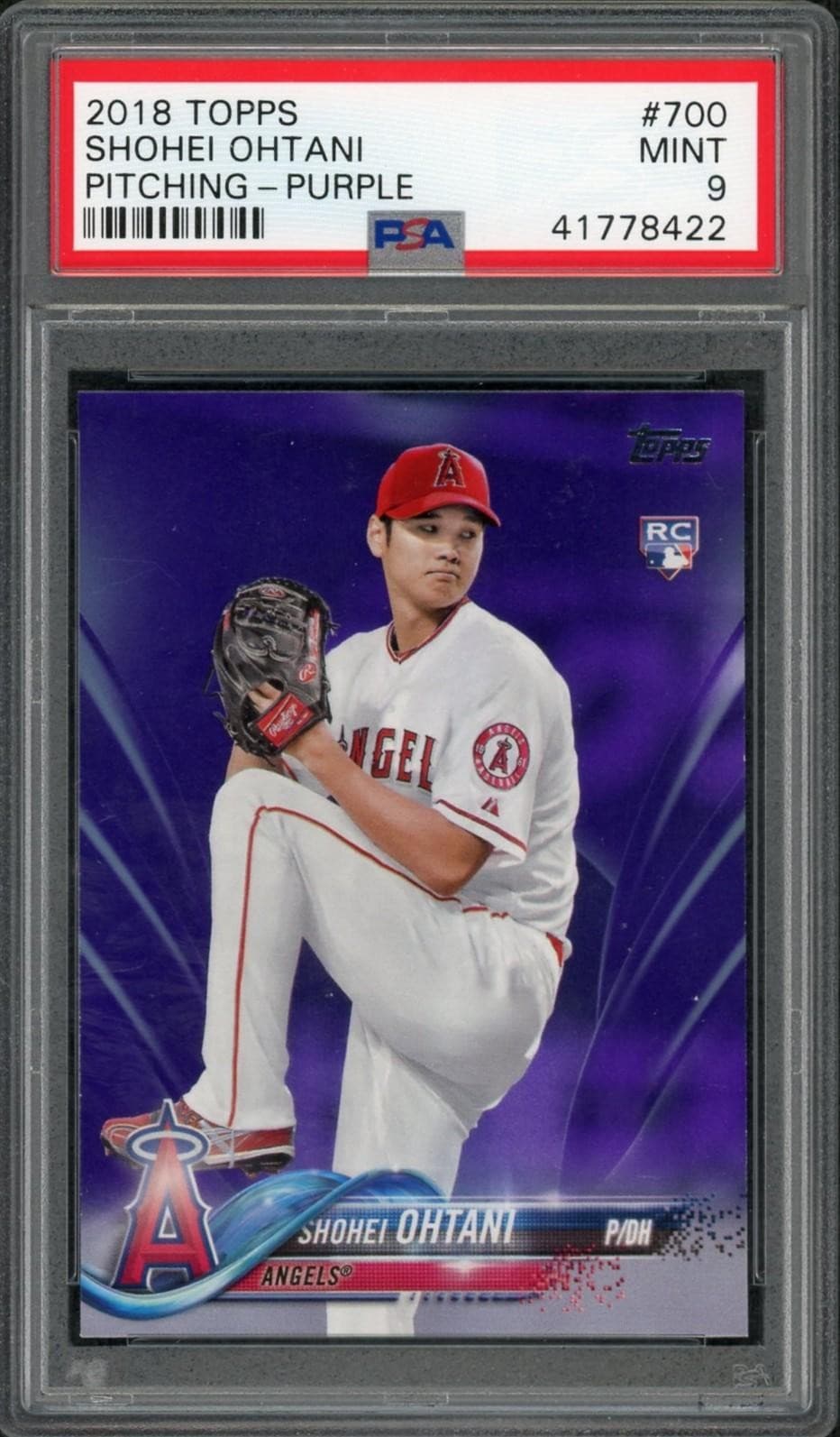 2018 Topps Series 2 Shohei Ohtani Pitching Purple Meijer Rookie #700 PSA 9