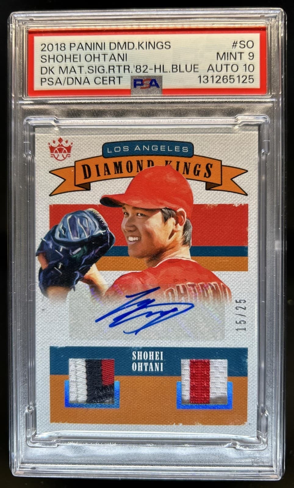 2018 Diamond Kings Shohei Ohtani Retro 1982 DK Patch Blue RC Auto #/25 PSA 9 10