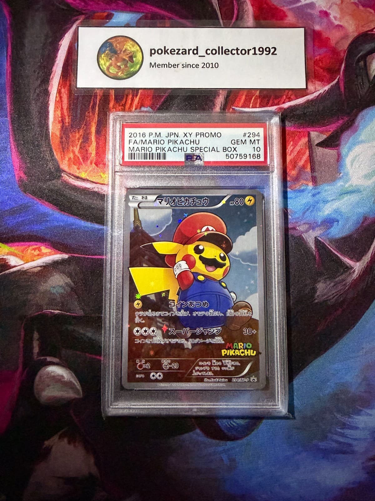 2016 Pokemon Japanese XY Promo Full Art MARIO PIKACHU #294 PSA 10