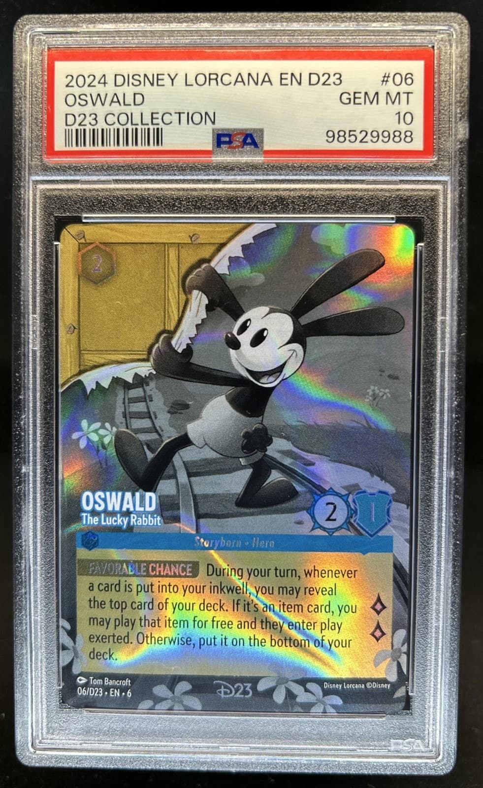 2024 Disney Lorcana Azurite Sea Oswald - The Lucky Rabbit Promos #06/D23 PSA 10