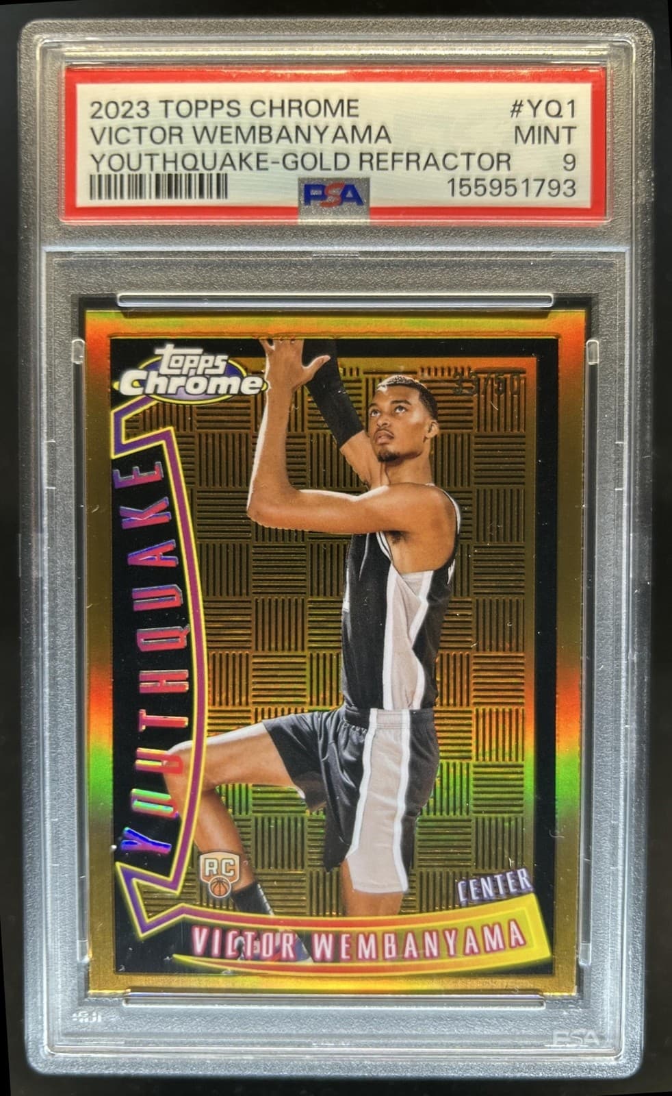 2023-24 Topps Chrome Victor Wembanyama Youthquake Gold Refractor RC #/50 PSA 9