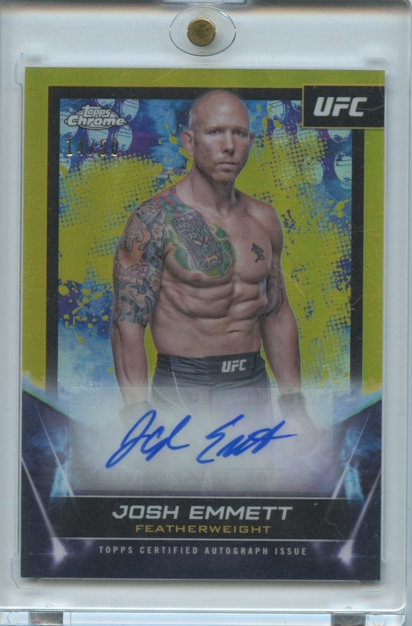 Josh Emmett 2024 Topps Chrome GOLD Refractor Auto Autograph UFC MMA 14/50
