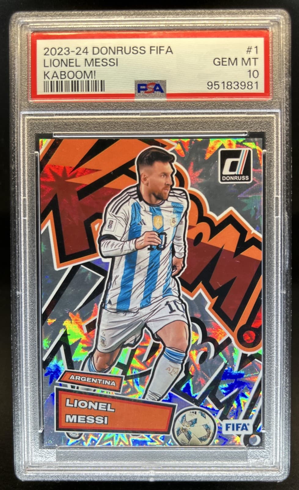 2023-24 Panini Donruss Lionel Messi Kaboom SSP #1 Argentina PSA 10 GEM MINT