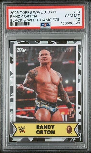 2025 Topps WWE x Bape Randy Orton Black & White Camo /50 PSA 10