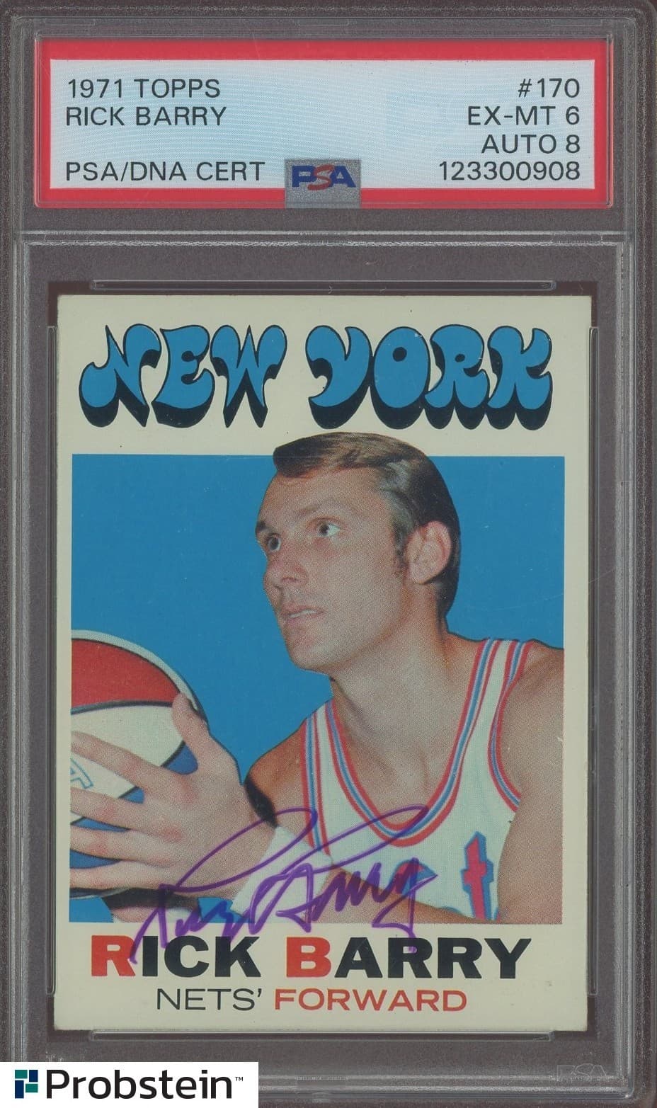 1971 Topps #170 Rick Barry RC Rookie PSA 6 PSA/DNA AUTO 8 HOF Centered