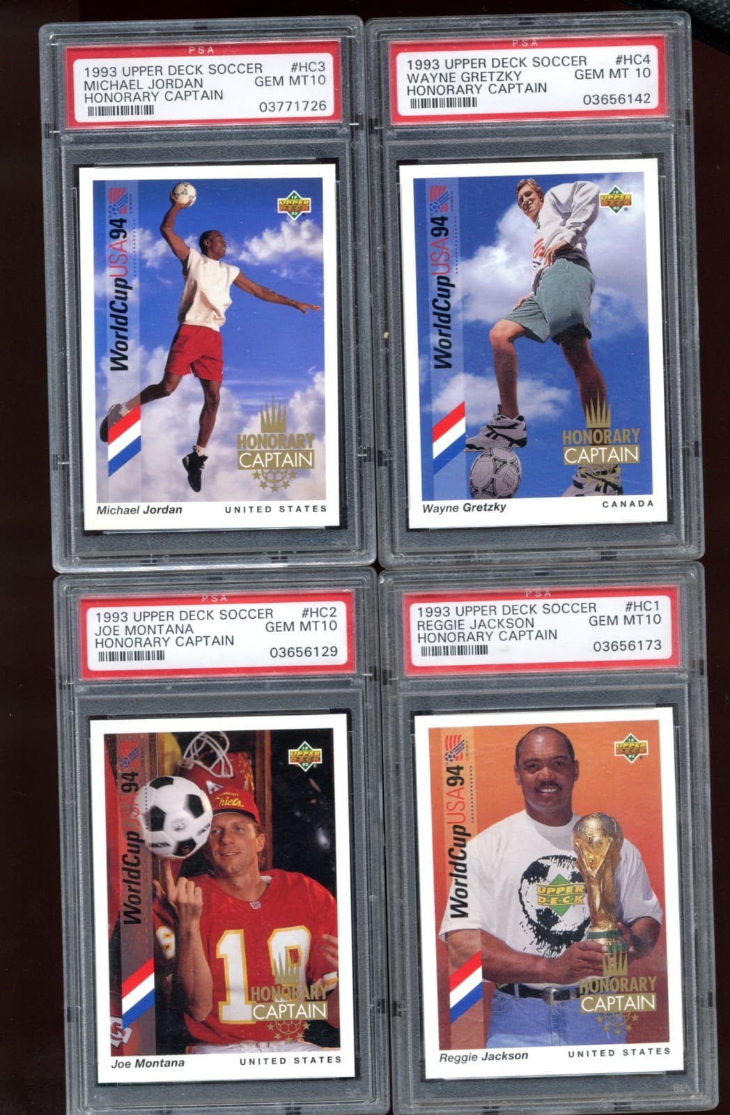 1993 UD World Cup - Honorary Captain's Jordan, Gretsky, Jackson, Montana PSA 10