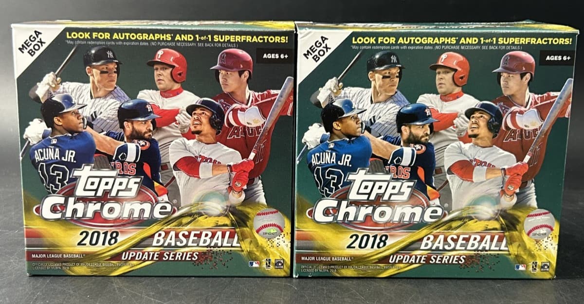 LOT of (2) 2018 Topps Chrome Baseball Update Mega Box 7 Sealed Packs Ohtani RC