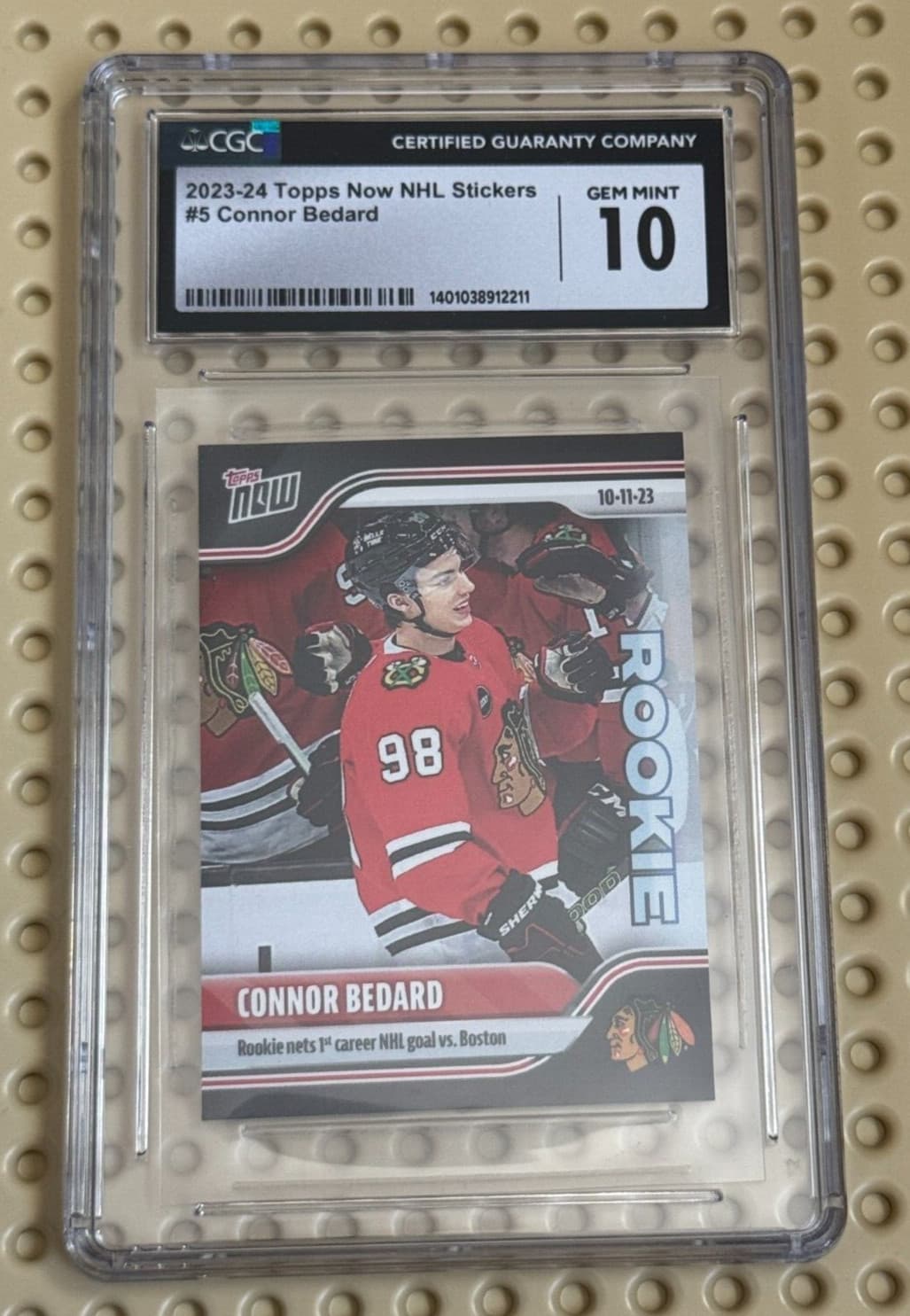 2023 Topps Now Hockey #5 CONNOR BEDARD Rookie Sticker 1st NHL Career Goal CGC 10