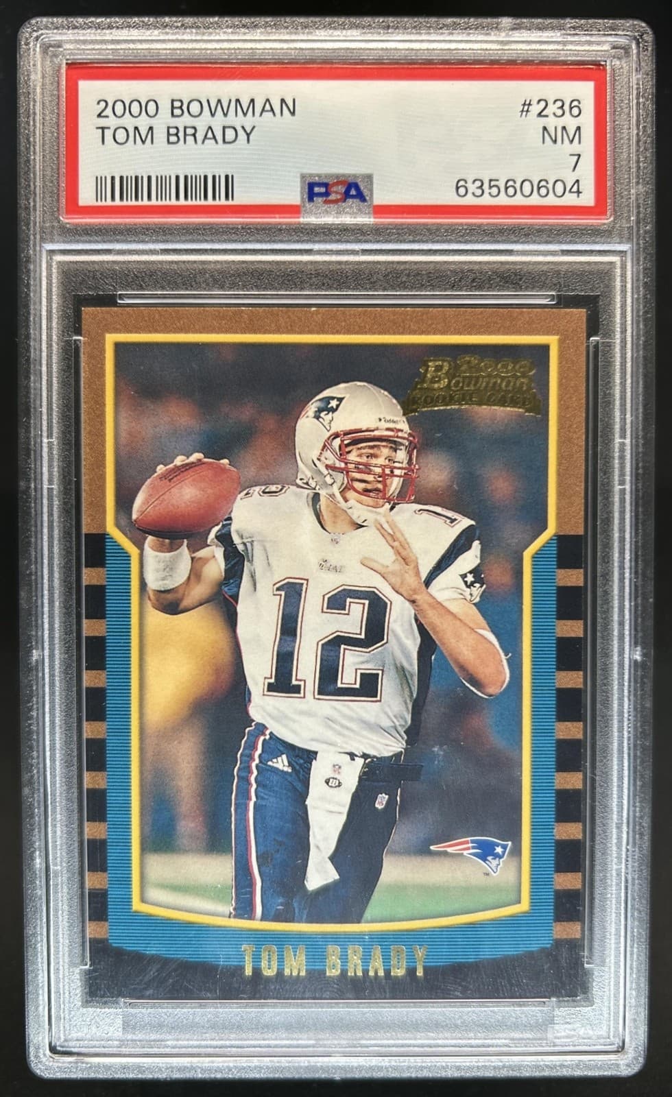 2000 Bowman Tom Brady Rookie RC #236 Patriots PSA 7