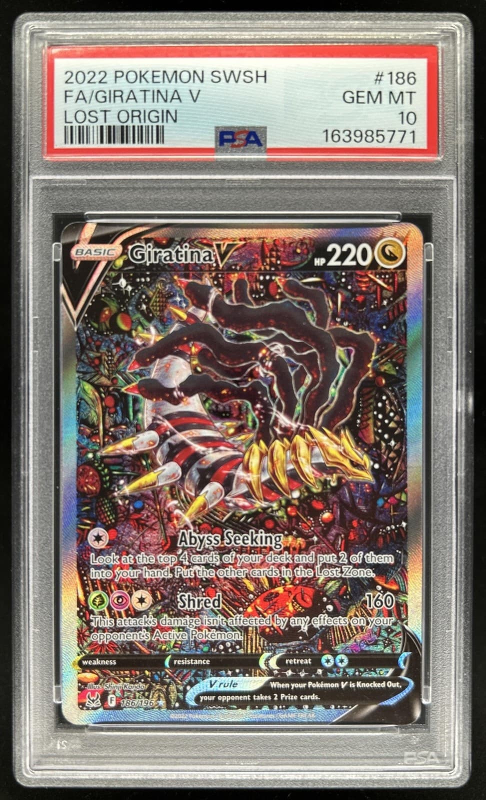 2022 Pokemon SWSH Lost Origin Giratina V #186/196 PSA 10 GEM MINT