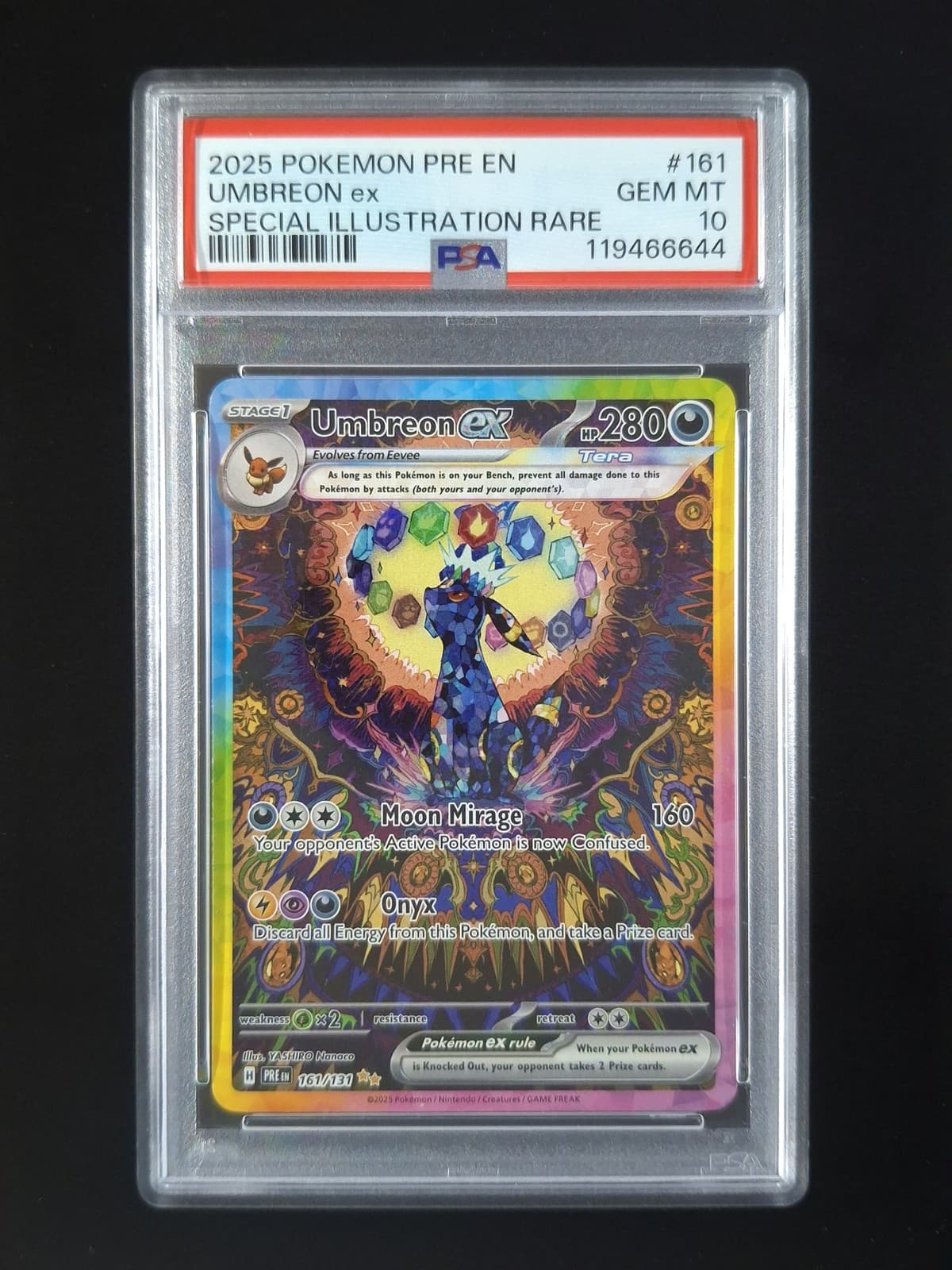 2025 Pokemon UMBREON EX #161/131 Prismatic Evolutions Special Illus. Rare PSA 10