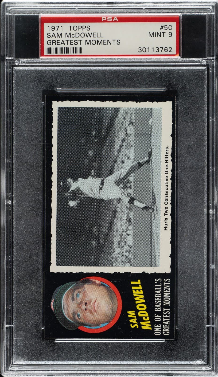 1971 Topps Greatest Moments #50 Sam McDowell PSA 9 MINT - Highest Graded!!