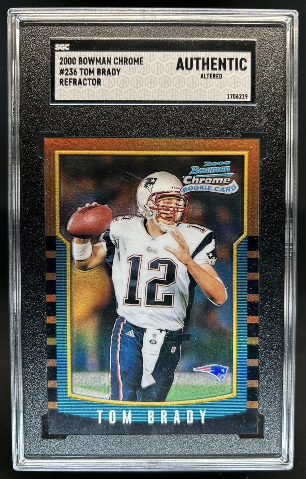 2000 Bowman Chrome Tom Brady Refractor Rookie RC #236 SGC Authentic Altered