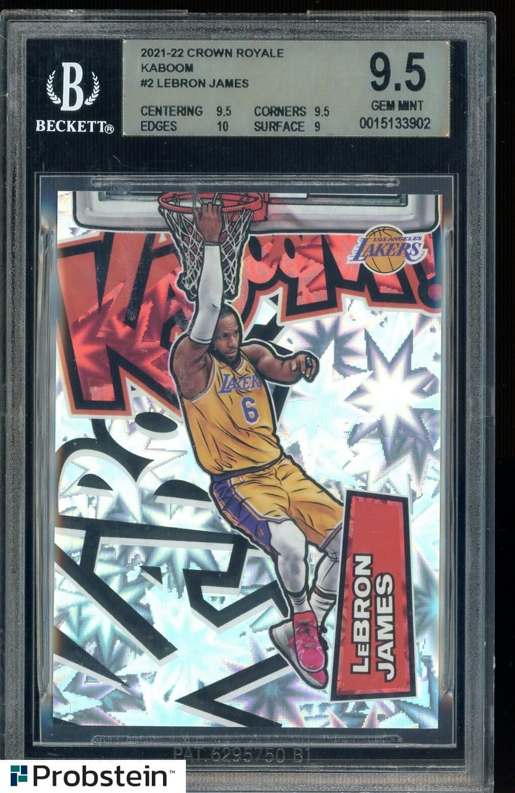 2021-22 Panini Crown Royale KABOOM! #2 LeBron James Lakers SSP CASE HIT BGS 9.5