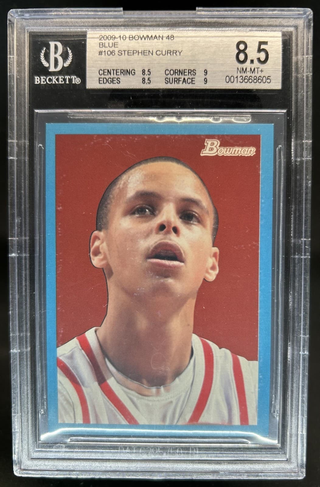 2009-10 Bowman 48 Stephen Curry Blue Rookie RC #/1948 Warriors BGS 8.5