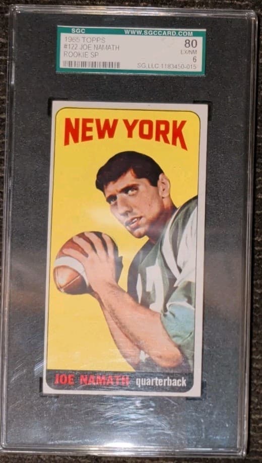 Joe Namath Sgc 6 1965 Topps Football #122 Rookie Card Rc Jets Ex-Nm Hof