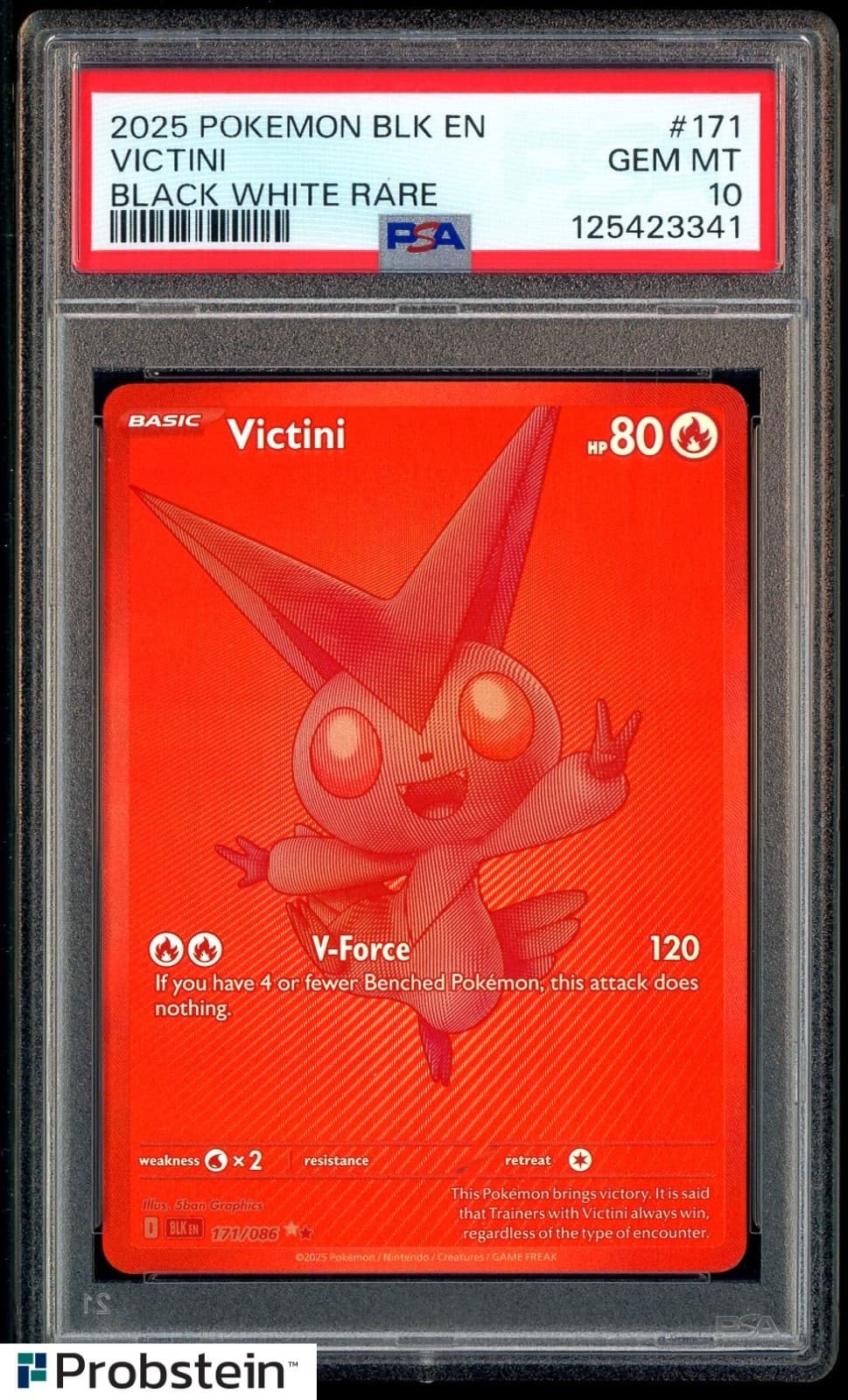 2025 Pokemon BLK EN Black Bolt Black and White Rare #171 Victini PSA 10 GEM MINT