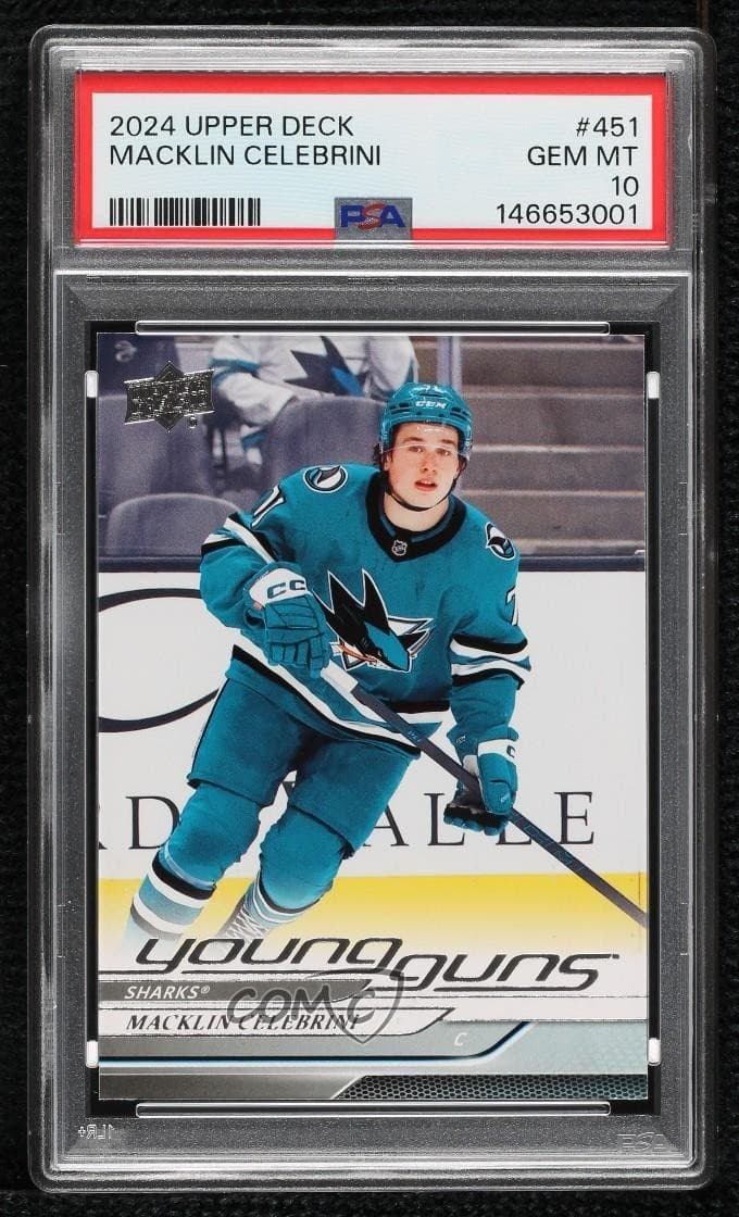 2024-25 Upper Deck Series 2 Young Guns Macklin Celebrini PSA 10 GEM MT Rookie RC