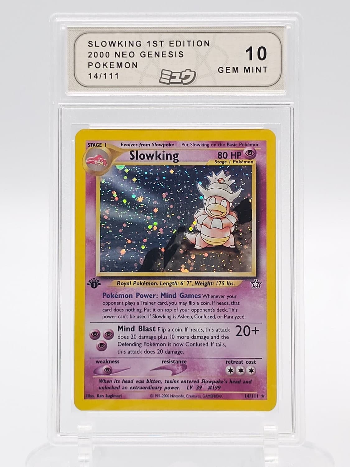 Slowking 2000 Pokemon Neo Genesis 1st Edition 14/111 Rare Holo Mew 10 Q4596