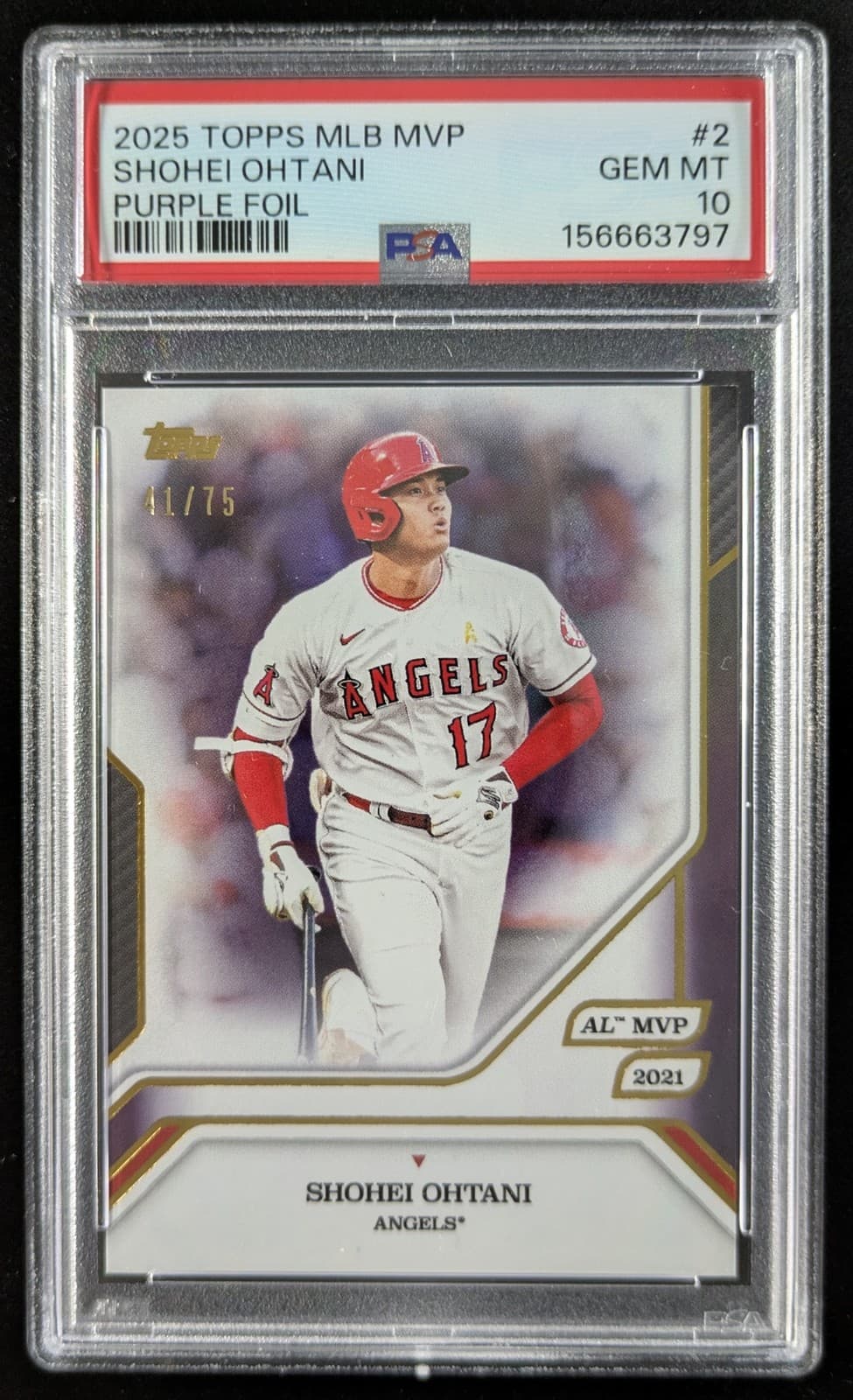 2025 Topps MVP Collection SHOHEI OHTANI 41/75 Purple Foil #2 PSA 10 POP 10
