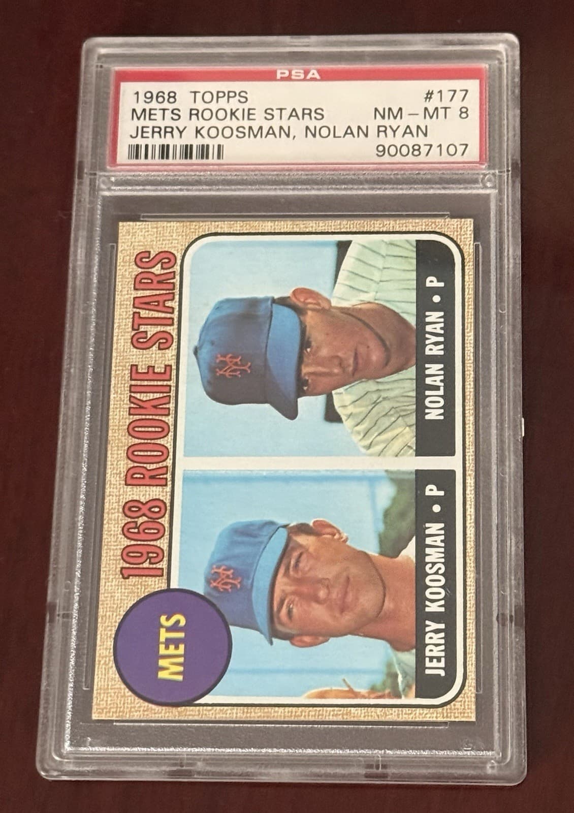 Topps 1968 Mets Rookie Stars Nolan Ryan Jerry Koosman #177 PSA 8