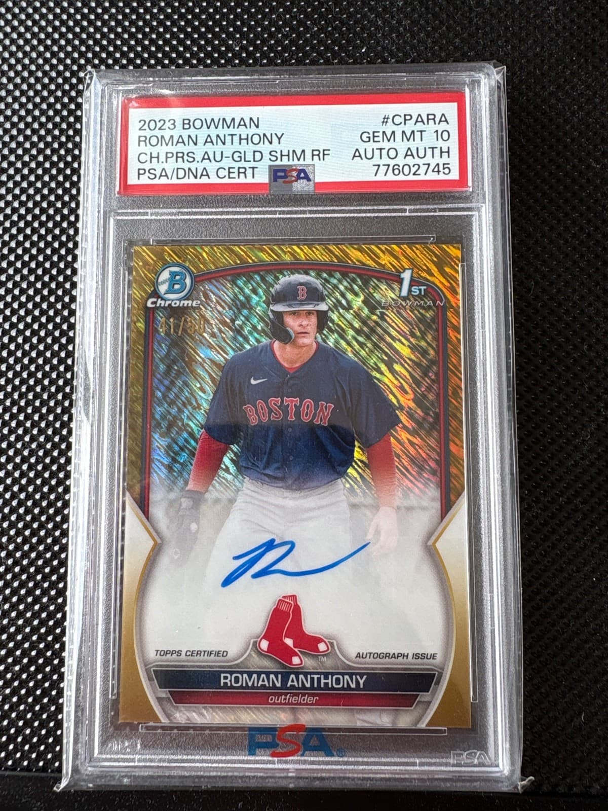 Roman Anthony 2023 Bowman 1st Gold Shimmer Auto /50 PSA 10 CPA-RA. POP 4!