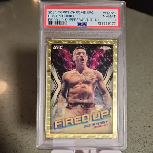 2024 Topps Chrome UFC Dustin Poirier Fired Up SuperFractor 1/1 PSA 8 one of one