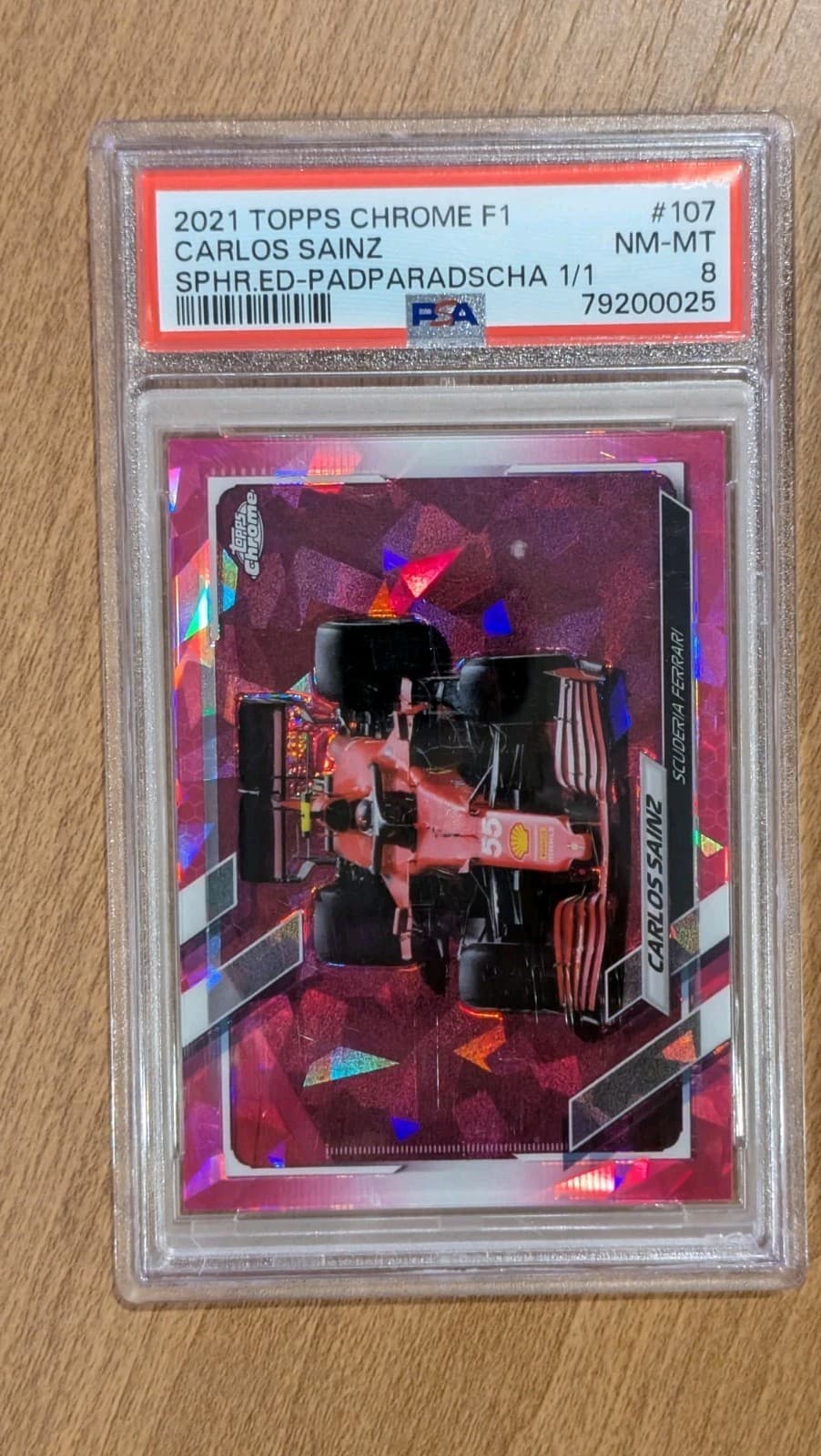 2021 Topps Sapphire F1 Carlos Sainz #107 Padparadscha 1/1 PSA 8