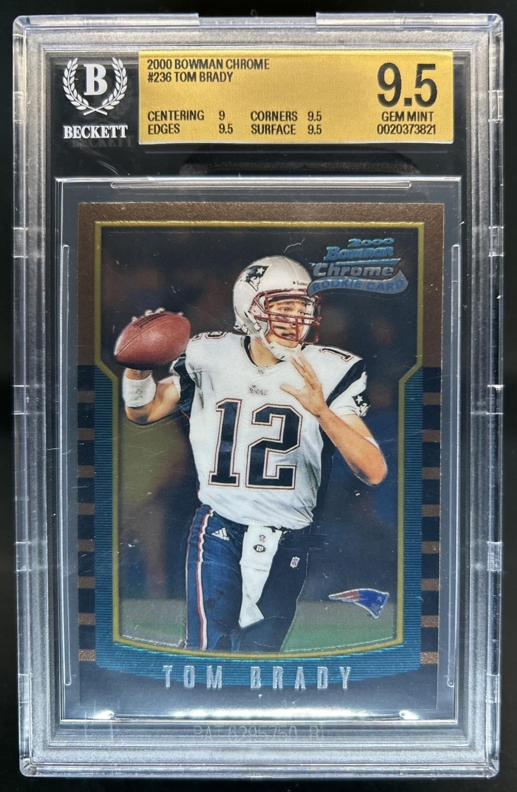 2000 Bowman Chrome Tom Brady Rookie RC #236 Patriots BGS 9.5 GEM MINT