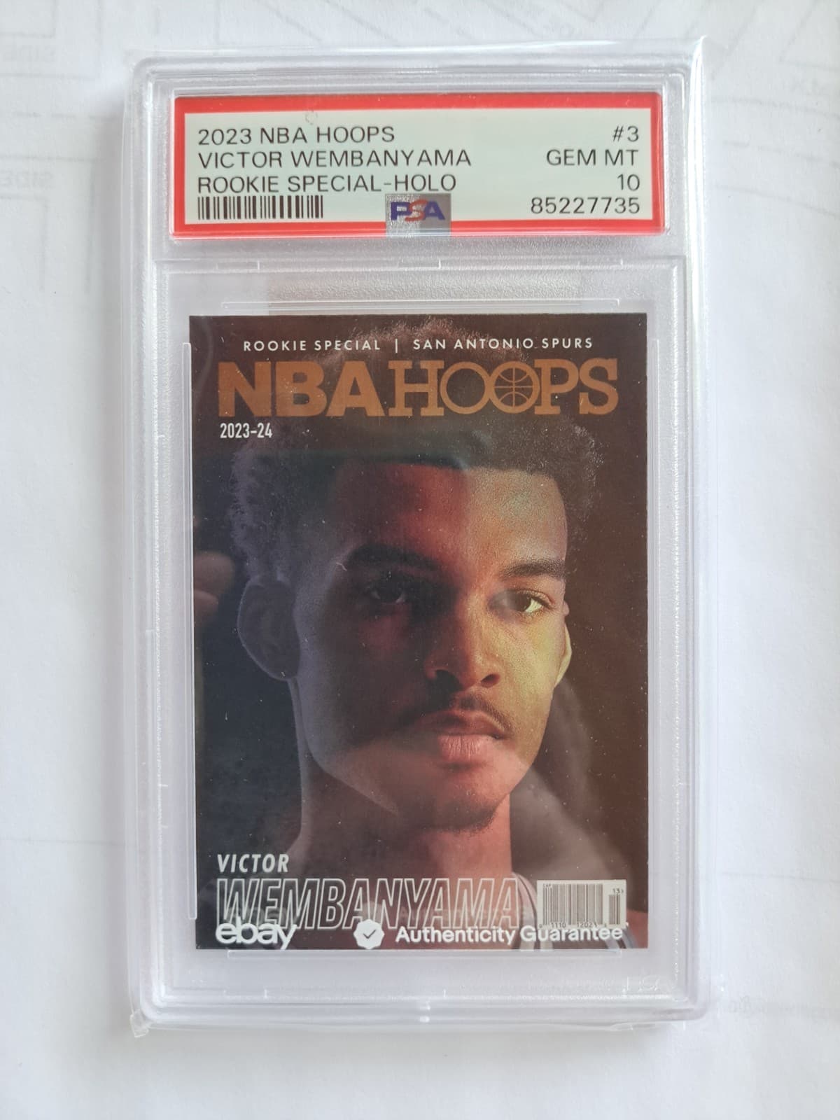 2023 PANINI NBA HOOPS RC SPECIAL HOLO #3 VICTOR WEMBANYAMA ROOKIE RC PSA 10