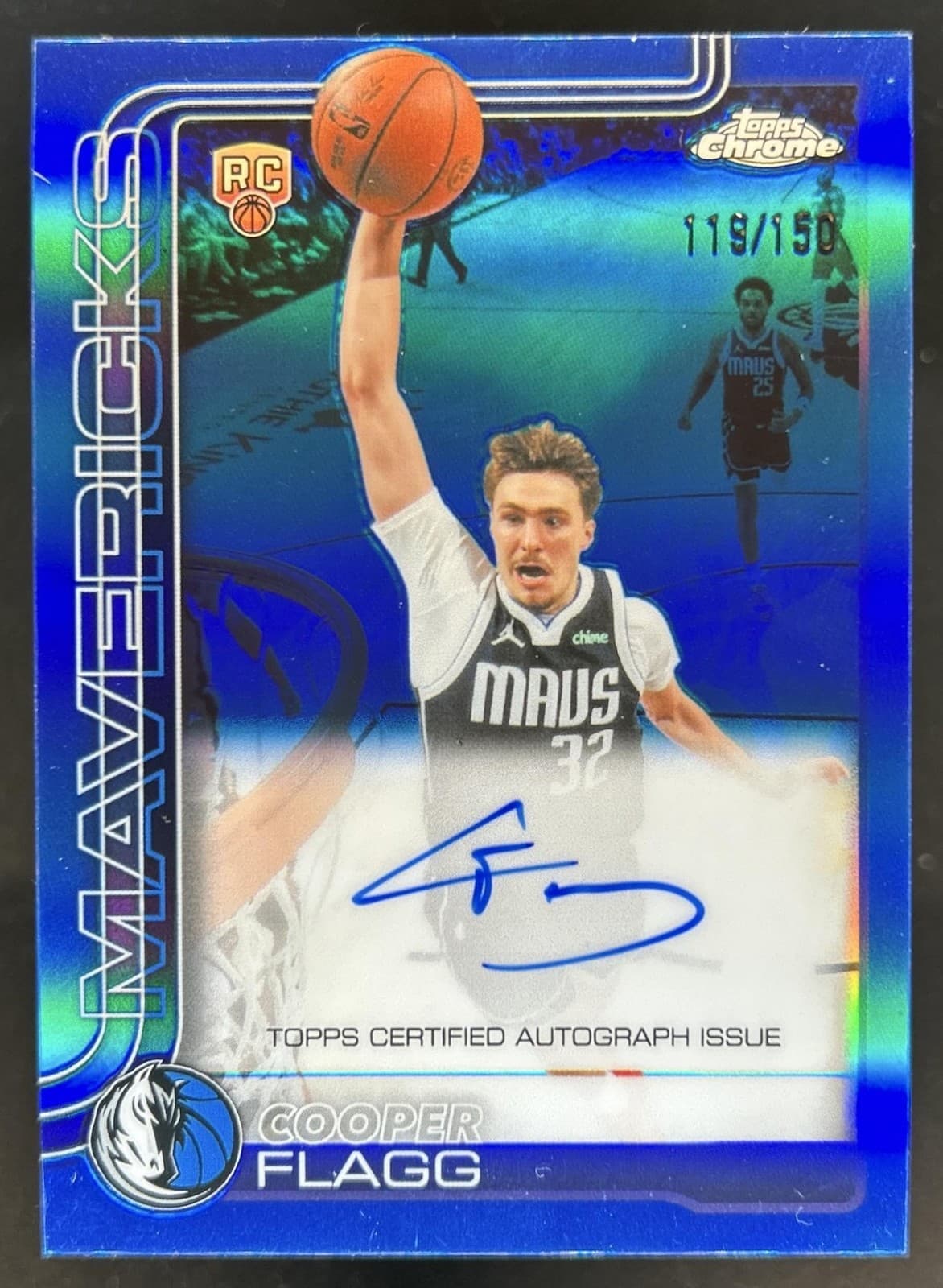 2025-26 Topps Chrome Update Cooper Flagg Auto Blue Refractor RC #/150 Mavericks