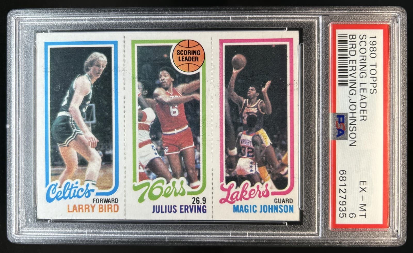 1980-81 Topps Larry Bird Julius Erving Magic Johnson RC #34/139 174 PSA 6