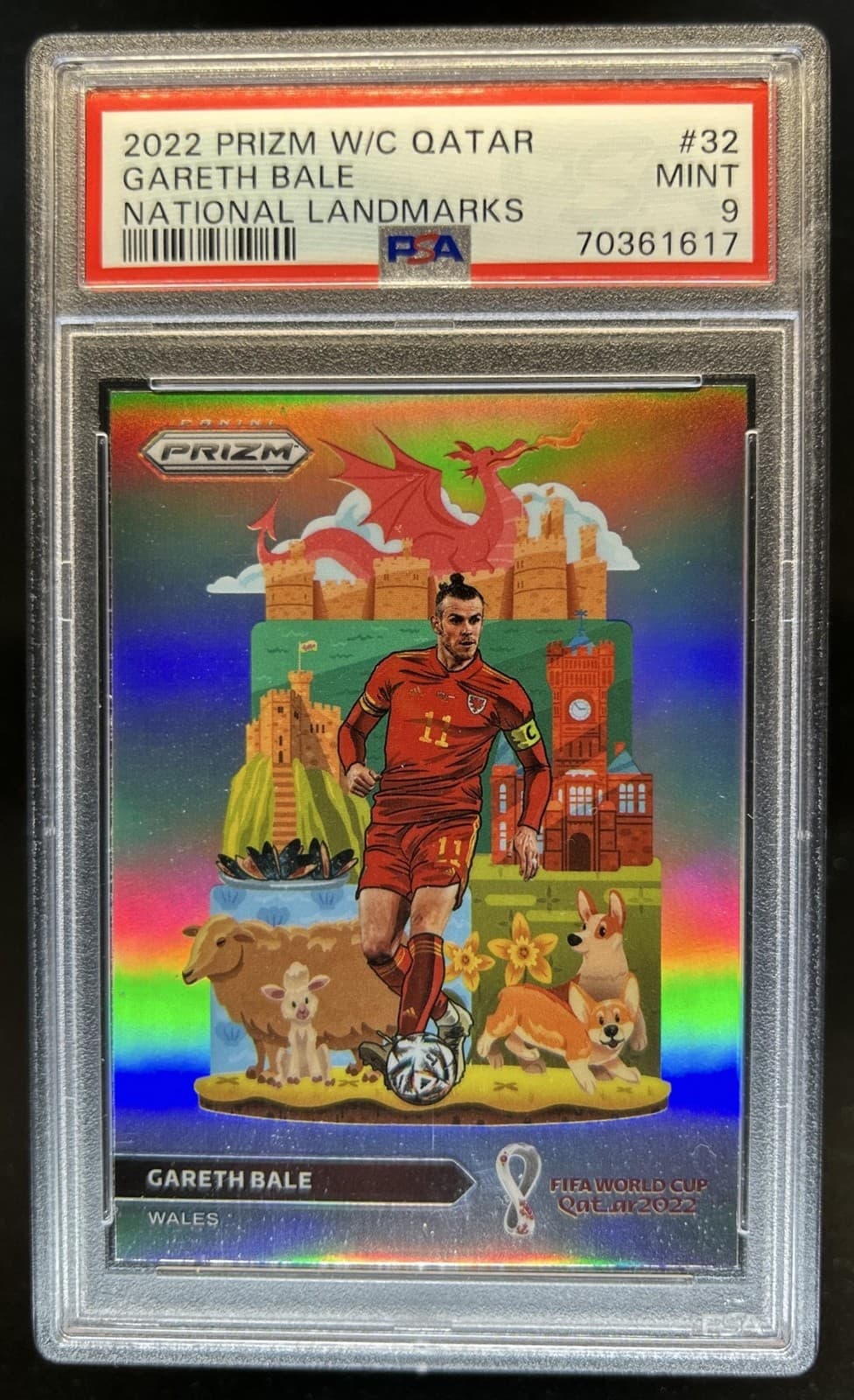 2022-23 Panini Prizm World Cup Gareth Bale National Landmarks #32 Wales PSA 9
