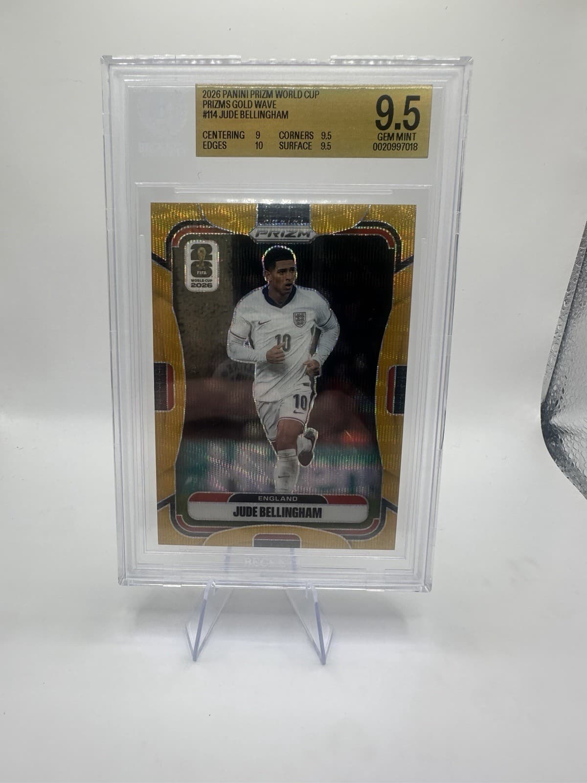 2026 Prizm World Cup Jude Bellingham Gold Wave /10 Bgs 9.5 Gem Mint Pop 1