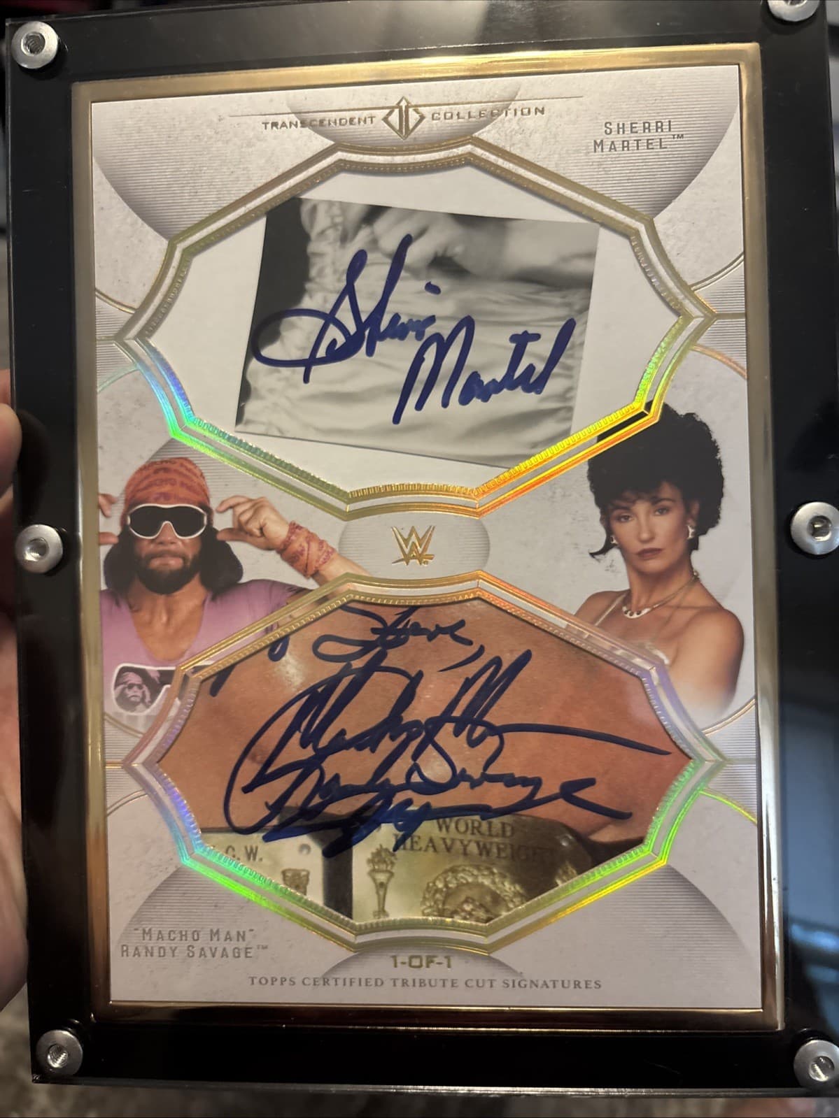 2019 Topps WWE  Dual Auto Macho Man Randy Savage Sherri Martel 1/1 WWF Autograph