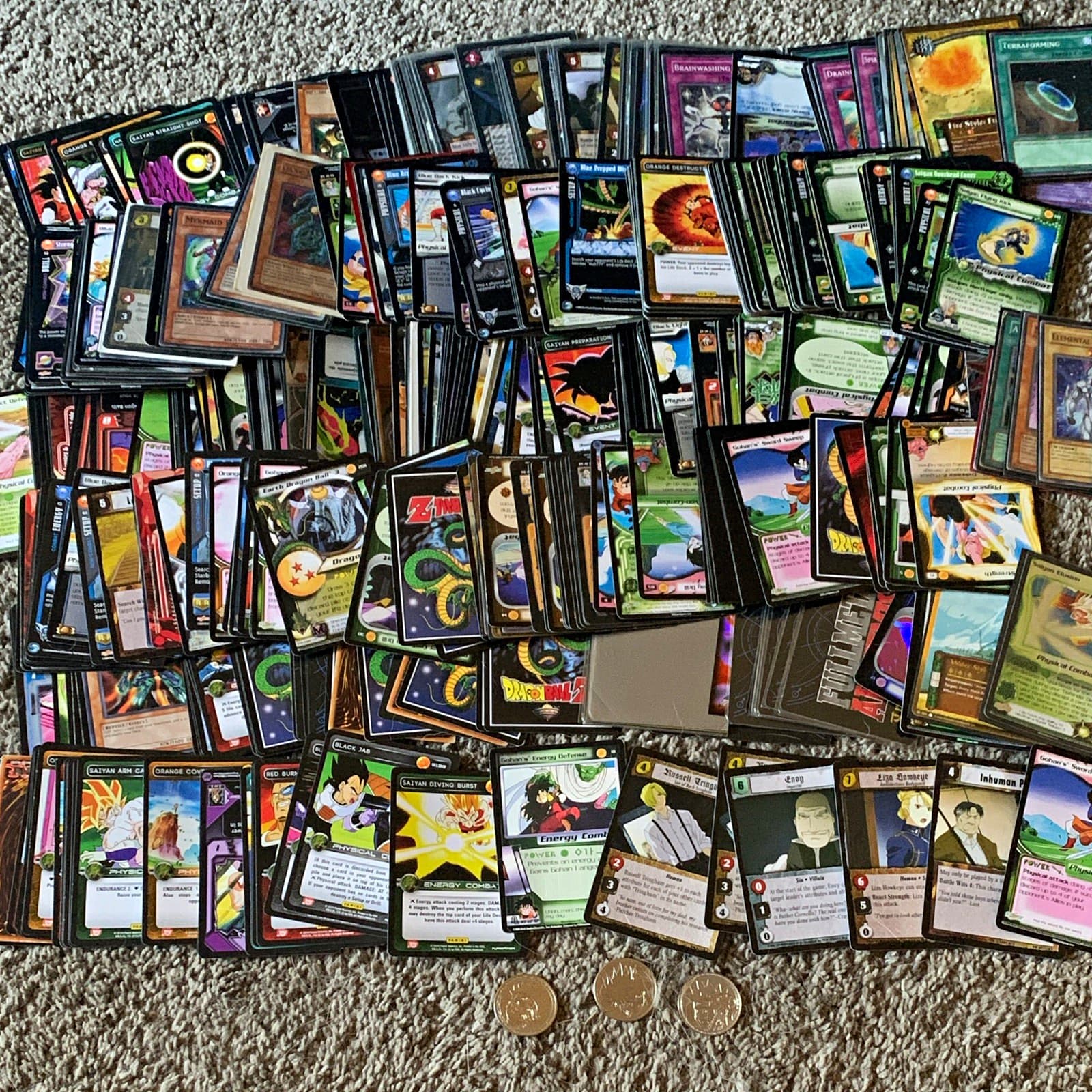 Konami Mixed TCG Card Lot: Dragon Ball Z, Yu-Gi-Oh!, Fullmetal Alchemist (EN)