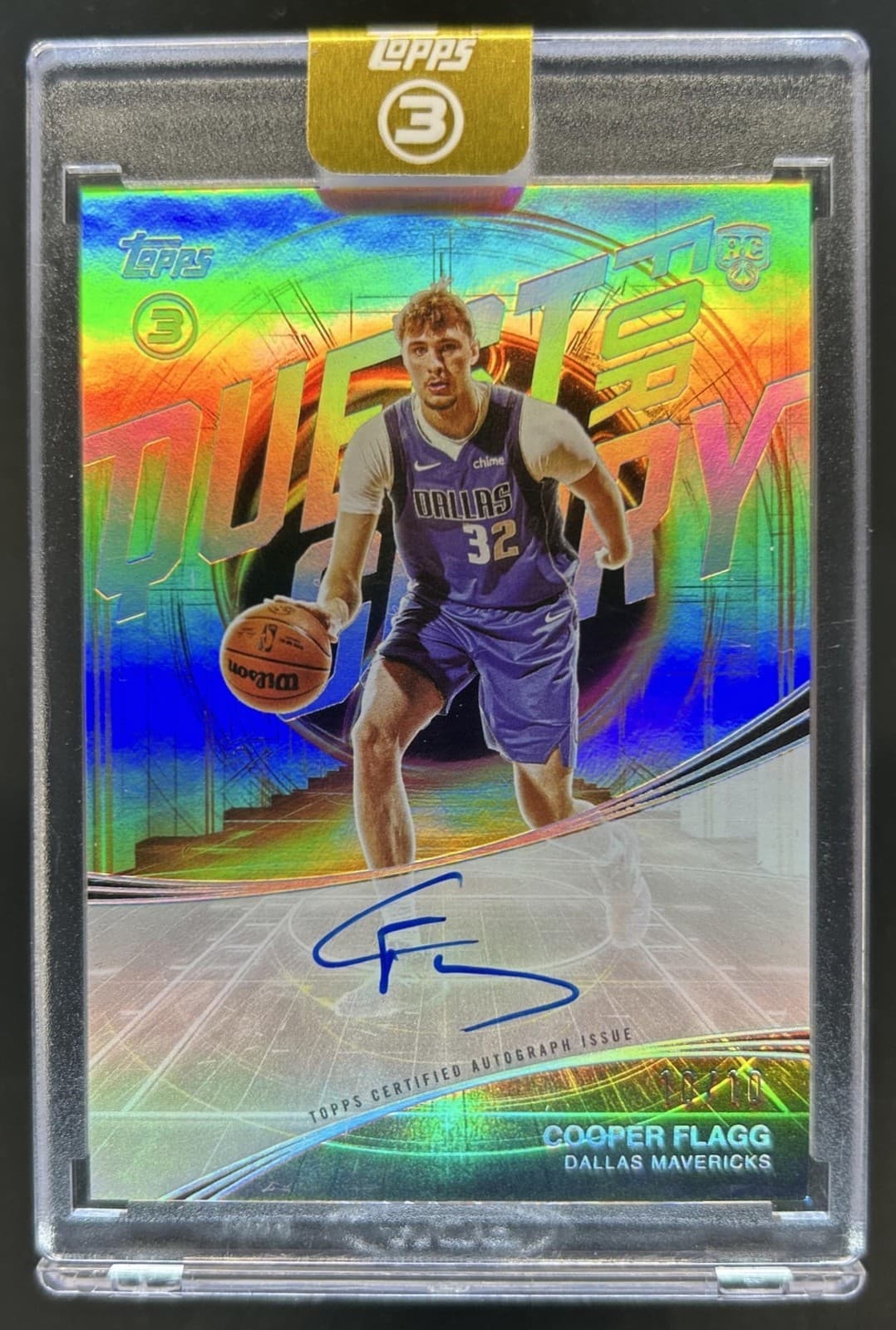 2025-26 Topps Three Cooper Flagg Quest For Glory Auto Rookie RC #10/10 Mavericks