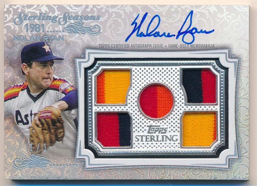 NOLAN RYAN 2008 TOPPS STERLING SILVER AUTOGRAPH FIVE 4 COLOR PATCH AUTO SP 1/1