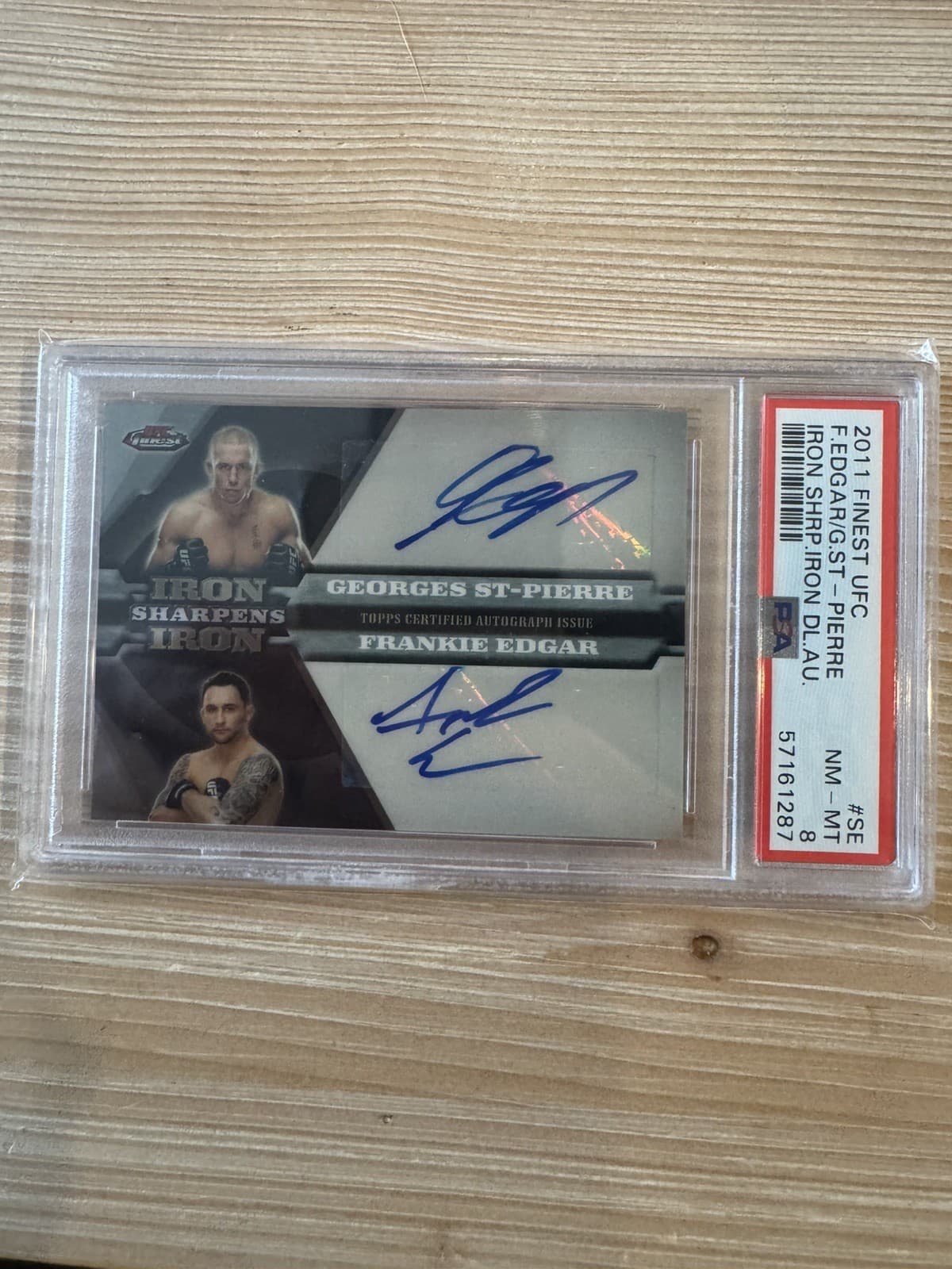 2011 Topps UFC Finest Georges St-Pierre Dual Auto Iron Sharpens #/25 PSA MINT 8