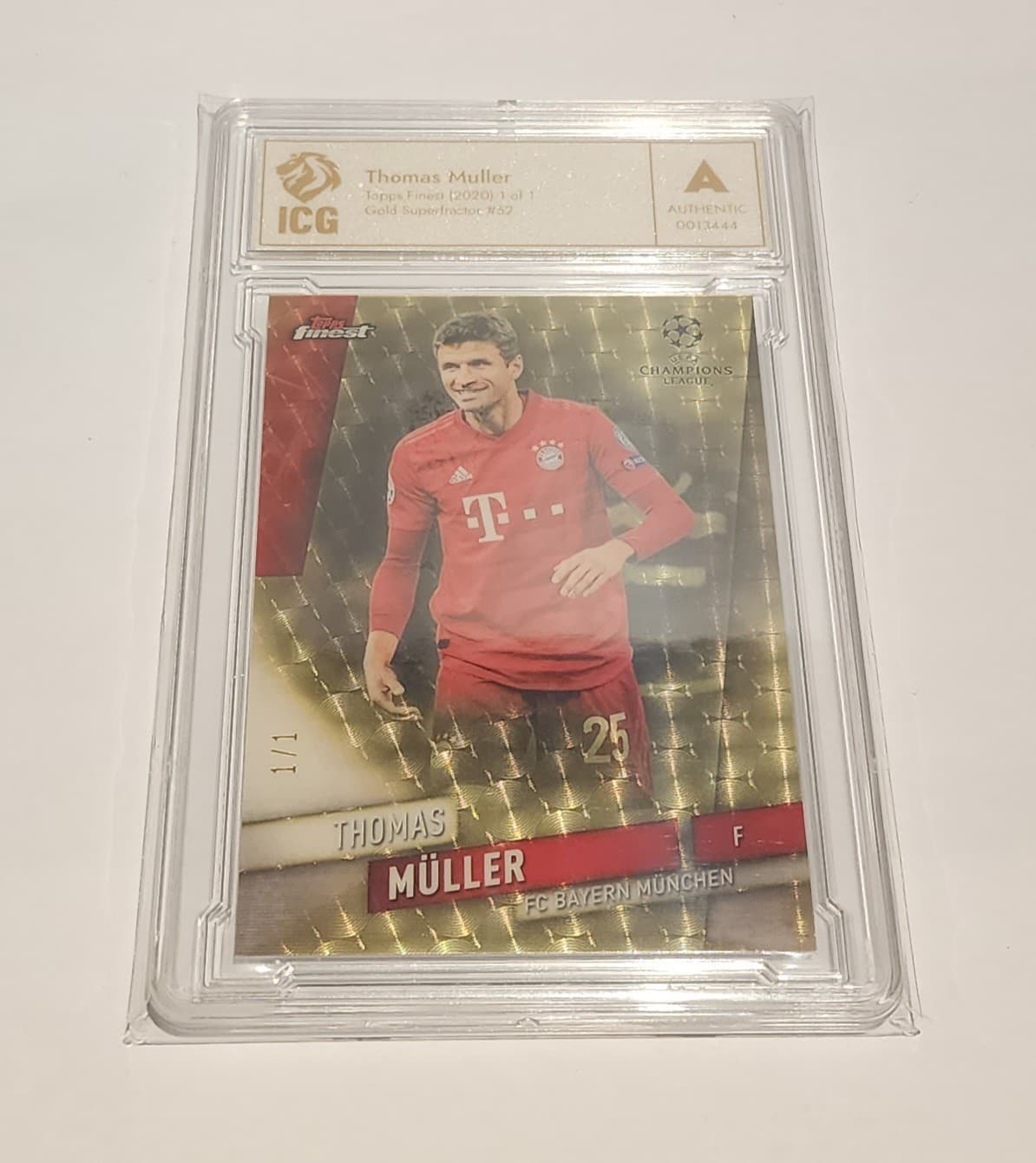 2019/20 Topps Finest UEFA Champions League Soccer Superfractor Thomas Muller 1/1