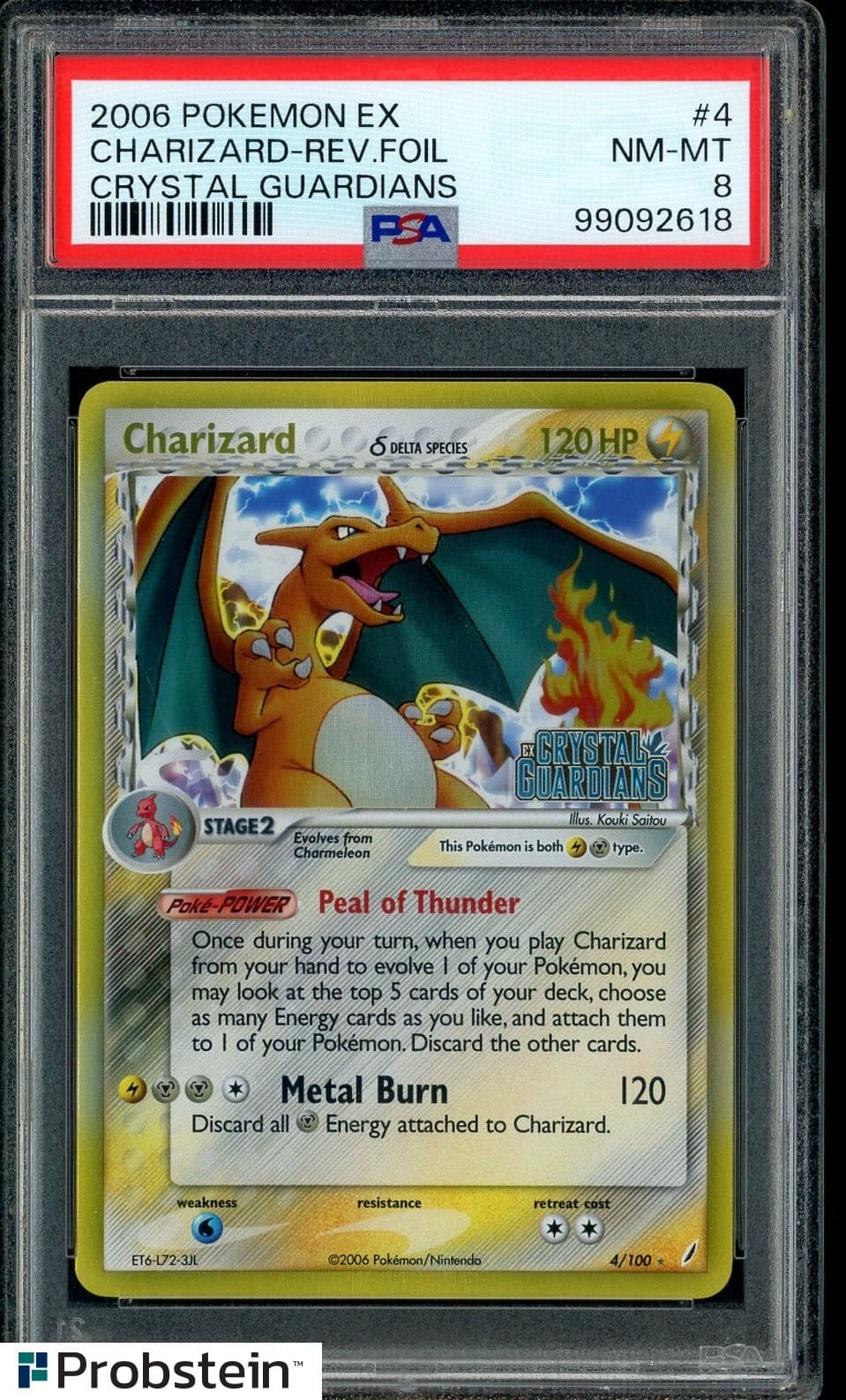 2006 Pokemon Ex Crystal Guardians #4 Charizard-Reverse Holo Foil Psa 8